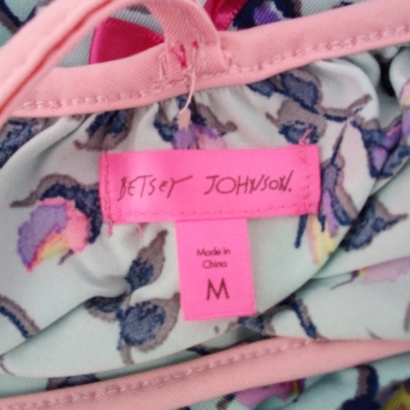 Betsey Johnson Mint Green Floral Pajama Top 2016 Collection Spandex Blend M - Picture 2 of 11